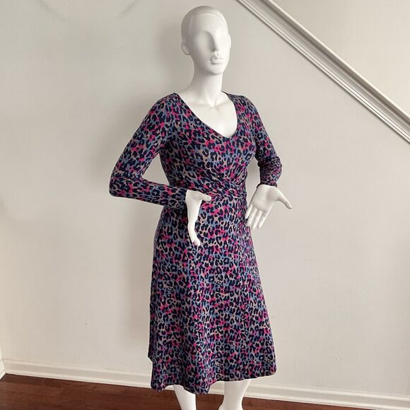 Pact Dress Animal Print Jaguar Revive Wrap Front Midi Organic Cotton M - Picture 11 of 11